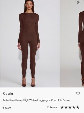 Oh Polly Embellished High-Waisted Leggings in Chocolate Brown